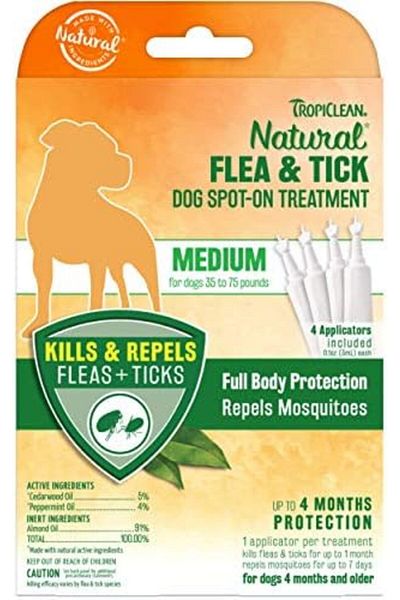 Tropiclean Flea & Tick Medium Dog Spot On Treatment – 4pk