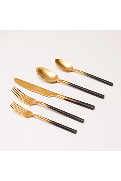 LA MESA طقم أدوات مائدة من الفولاذ المقاوم للصدأ مطلي بالذهب + أسود اللون، 20...