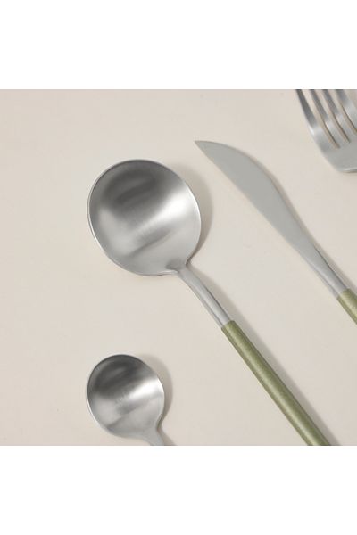 Rio 16 Pieces Modern Cutlery Set Silver And Green Handle