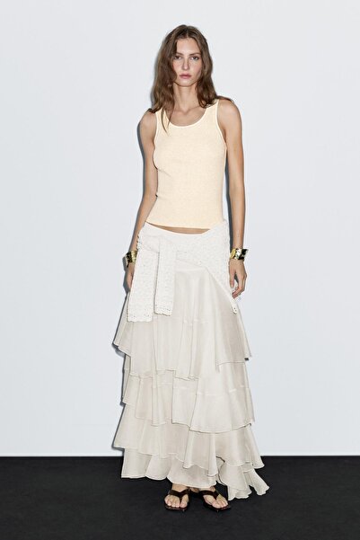 Massimo Dutti Kontrast detaylı %100 pamuklu fitilli top