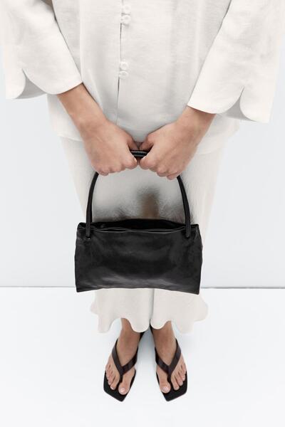 Massimo Dutti Bölmeli küçük napa deri çanta