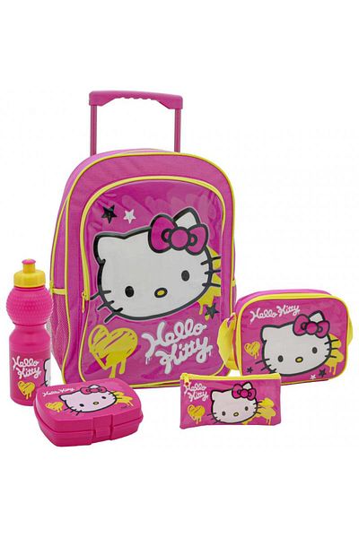 SANRIO Hello Kitty 5-in-1 Value Set Trolley Bag with Accessory Pink