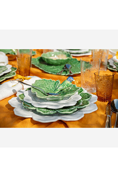 Bordallo Pinheiro Geranium Yeşil Seramik Servis Tabağı 19 Cm