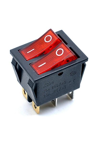OEM Buton dublu cu 2 pozitii, KCD4, rosu, cu 6 pini