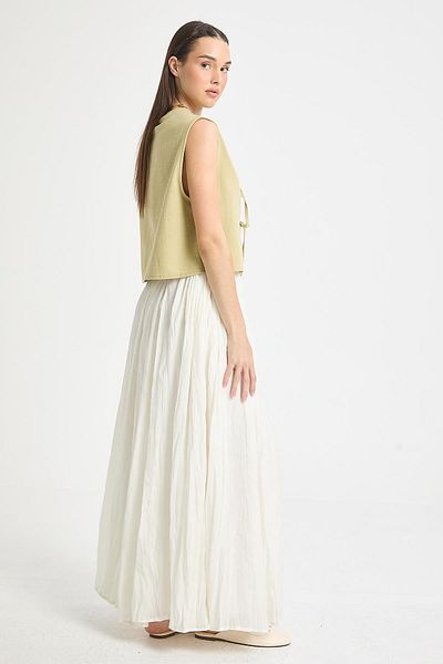 minaaise Ecru Baie Modal Crashed Skirt 29290