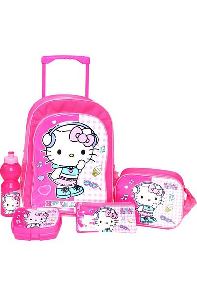 SANRIO Hello Kitty 5-in-1 Value Set Trolley Bag with Accessory Pink