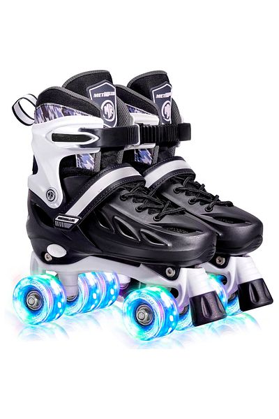 Elindor Adjustable rollers for children and adults, silicone light wheels, S 28-32, Black
