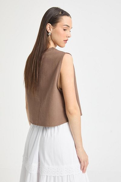 minaaise Brown Lace Short 100% Cotton Vest 29204