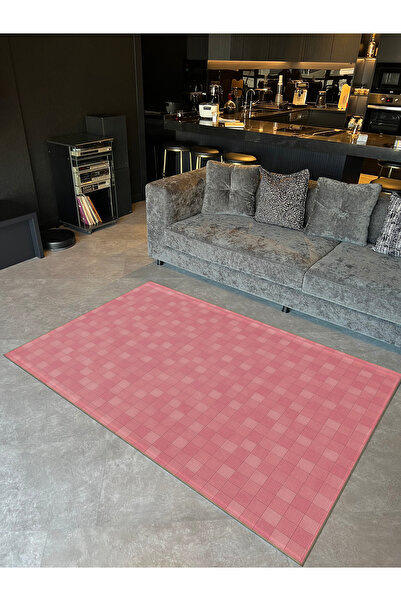 Rugs Modern Halı Mosso Retro Pembe Kareli Desen Dokuma Taban Modern Dekoratif Halı Mosso130