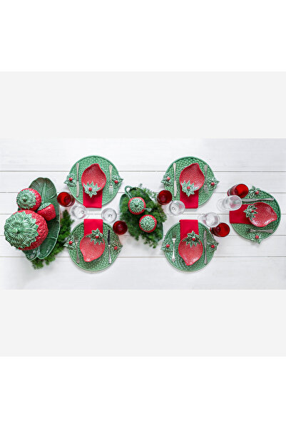 Bordallo Pinheiro Strawberries Yeşil Seramik Kahvaltı Tabağı 20 Cm