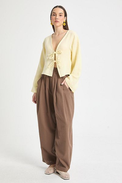 minaaise Brown 100% Cotton Oversize Design Trousers 29210