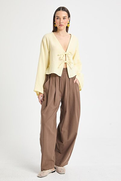 minaaise Brown 100% Cotton Oversize Design Trousers 29210
