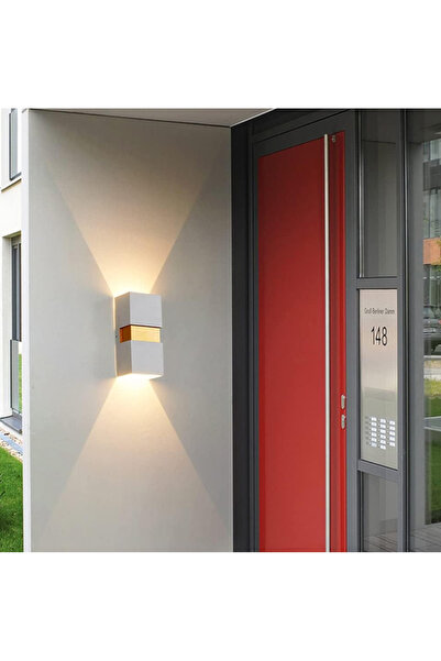 LUXXO Aplica LED pentru interior/exterior, rezistentă la praf/umezeală, IP65, Oskar, 2x5W, alb/auriu