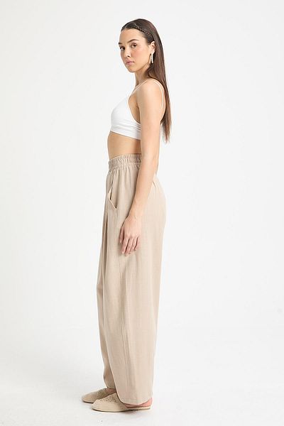 minaaise Beige 100% Cotton Oversize Design Trousers 29210