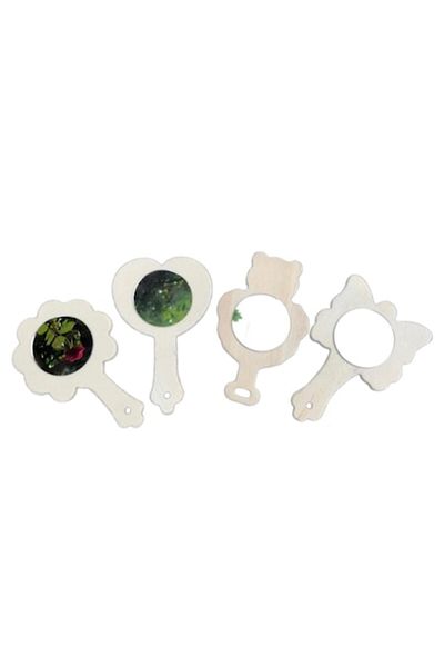 OEM Set 4 oglinzi lemn natur, dimensiune 13x9cm