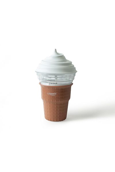 Lifenaxx Mini aparat de înghețată LX-059, 330ml, USB-C, 8W, Alb/Maro