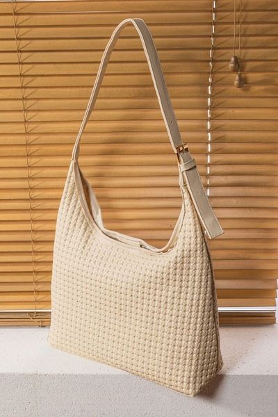 HAPBUY Women's Cream Shoulder Bag Soft Inner and Outer Textured Quality Workmanship and Soft Faux Leather Handbag