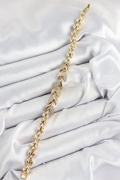 Clariss Brass Zircon Stone Fish Tail Model Gold Color Women's Bracelet