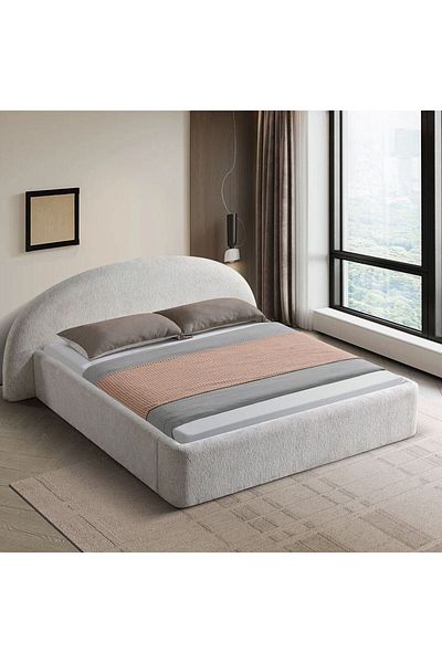 Danube Home Betty 160x200 Upholstered Queen Bed - Light Beige