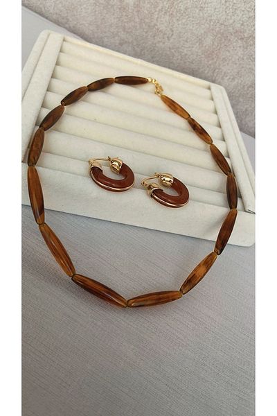 zen aksesuar Necklace Bead Tan Color Can Be Combined with Ki Earrings in Photo