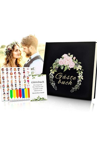 TAOPE Guest book and 4 sheets of wedding stickers set Taope, paper, black, 21.5 x 21 cm / 15 x 21 cm