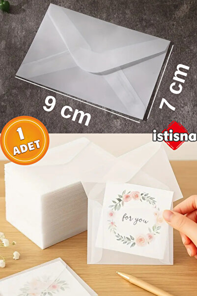 İstisna 1 Adet Mini Şeffaf Zarf 7*9 Cm Aydınger Zarf Transparan Zarf Kartvizit Düğün Davetiyeleri Zarfı