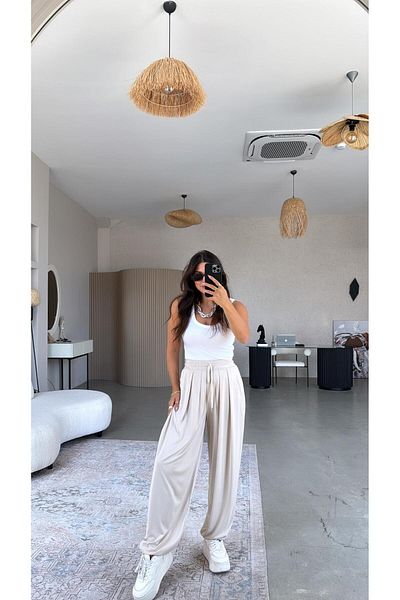 Buket Teke Beige Casual Modal Shalwar