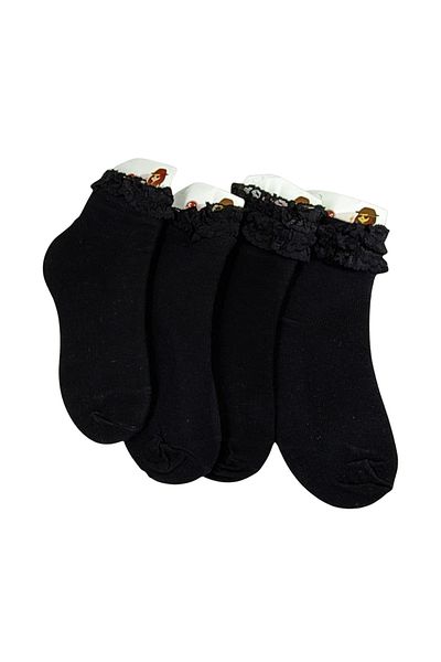 Utku Turkish girls' cotton school socks with ruffles, 12 pieces, soft and colorful, adding a feminine touch.