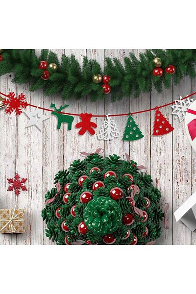 Naler Set of 36 Christmas decorations, felt, red/white/green