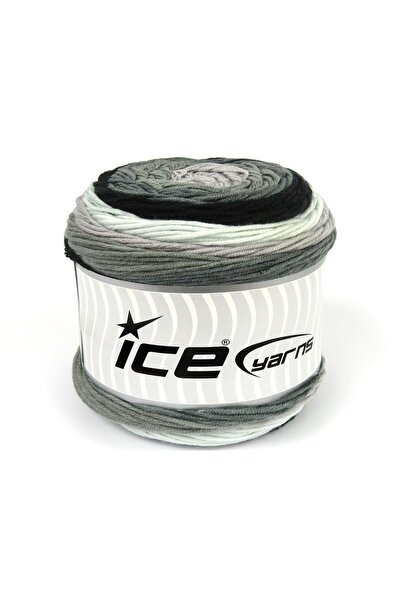 Ice yarns 2×200 جرام. خيوط أكريليك CAKES ARAN باللون الأسود والأبيض والرمادي ...