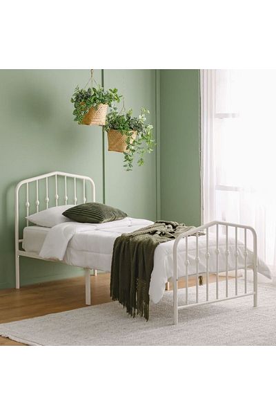 Danube Home Bella Apex 120x200 Metal Twin Bed-White