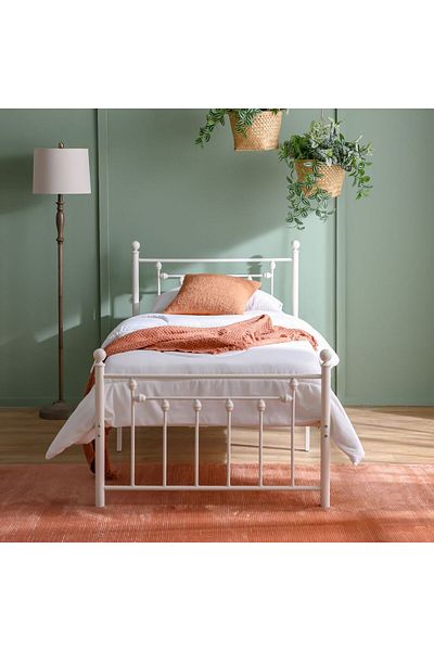 Danube Home Bella Arrow 120x200 Metal Twin Bed-White