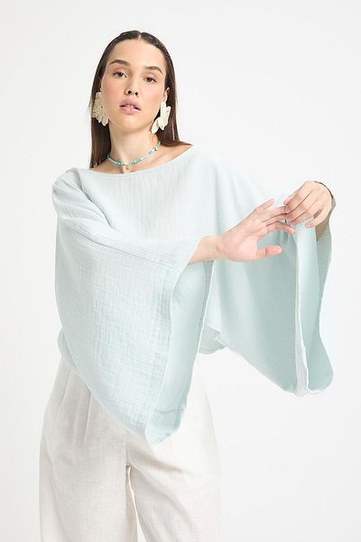 minaaise Blue Oversize Cut Muslin Blouse 29230