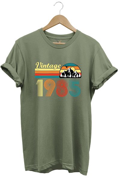 WİDİ Ρετρό Vintage 1985 με θέμα τη φύση, πολύχρωμο εμπριμέ 100% βαμβακερό μπλουζάκι Unisex Regular Fit