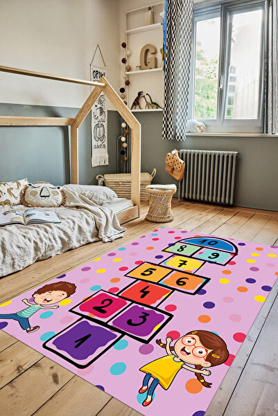 Decorative Printed Washable and Non-Slip Fun Solid Pattern Children's Rug, B,CHILDREN's ,107,PINK