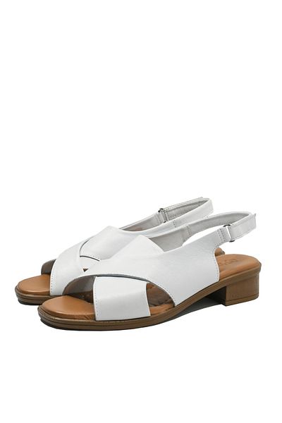 Anna Women's Sandals Viotti White with Leather Cross Pattern