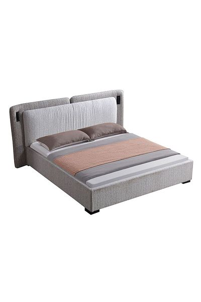 Danube Home Maison 180X200 Upholstered King Bed - Light Grey /Dark Grey