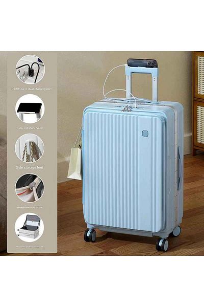 RIMON Smart 20" Cabin Luggage with USB Charging, Phone Holder & 360° Wheels – Lightweight Travel Suitcase