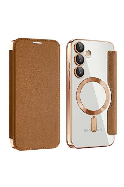 SKYDDAR INNOVATION Θήκη για Samsung Galaxy S24 Plus, SmartMag Book, Magsafe, RFiD, Θήκη καρτών, σετ αυτοκόλλητων, καφέ