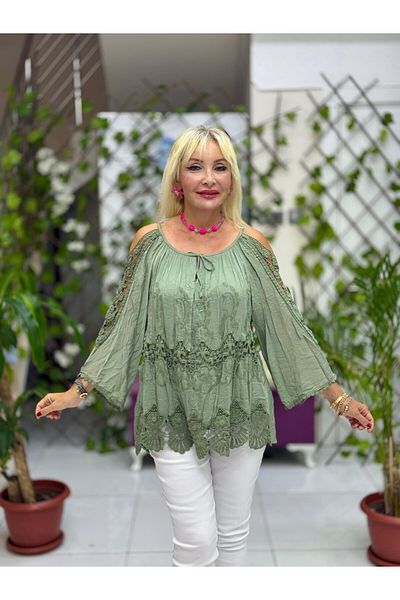 Punta Otantik Nc9740 Italian Silk Blouse Green