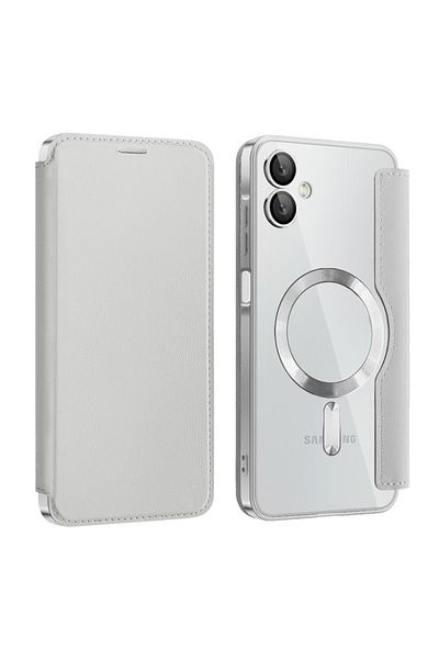 SKYDDAR INNOVATION Case for Samsung Galaxy A06, SmartMag Book, Magsafe, RFiD, Card Holder, sticker set, Gray