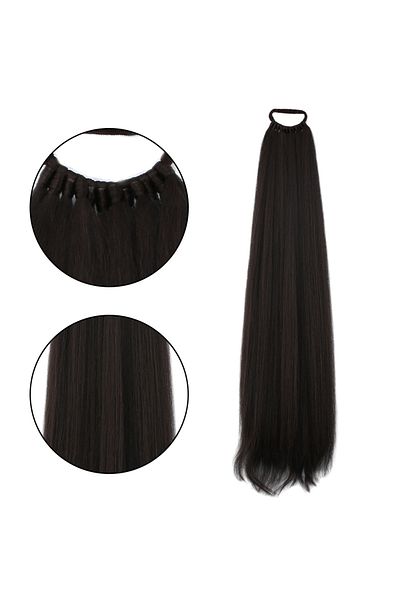 Mina Peruk Rubber Buckle Ponytail Plain - Red Brown