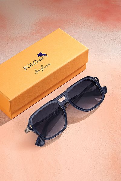 Polo Air Men's Sunglasses with Uv400 Protection Transparent Navy Blue Silver Color Plg-2101C4