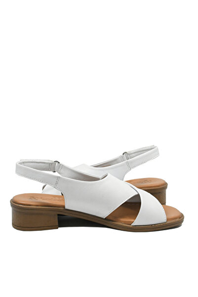 Anna Women's Sandals Viotti White with Leather Cross Pattern
