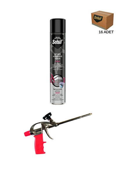 Selsil Pu Köpük Yapıştırıcı 900 Gr Tabancalı (16 Adet),Demir Köpük Tabancası