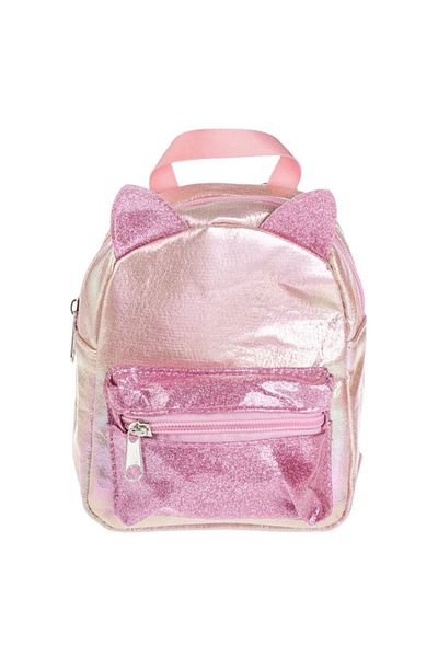 OEM Holographic Backpack for Girls, Pink, with 3D Ears, 13x7x18cm