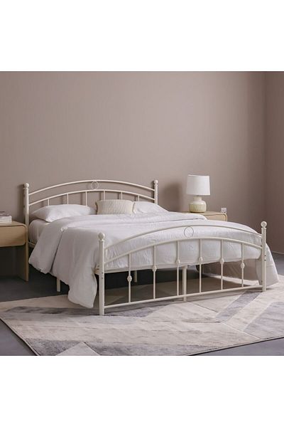Danube Home Bella Curve 160x200 Metal Queen Bed-White