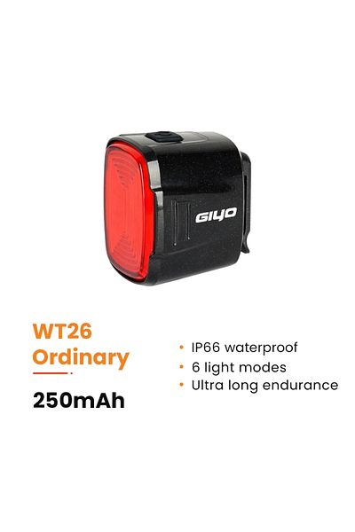 Choice WT26 GlYO Auto Brake Sensing Bicycle Tail Light -USBRechargeable, lP66 Waterproof LED WarningLight f