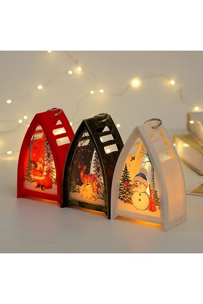 Heimanba Set of three Christmas lanterns, LED, multicolor, 9.5 x 6.3 x 15 cm