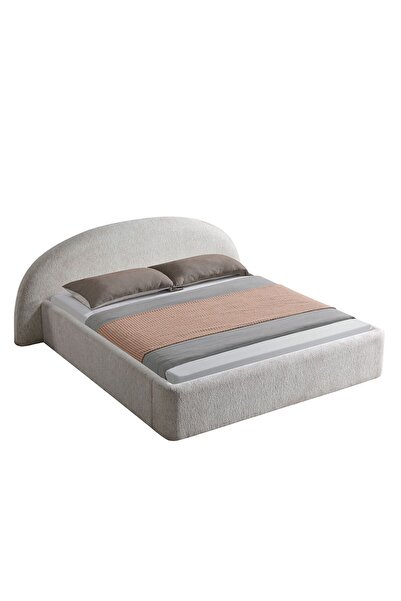 Danube Home Betty 180x200 Upholstered King Bed - Light Beige